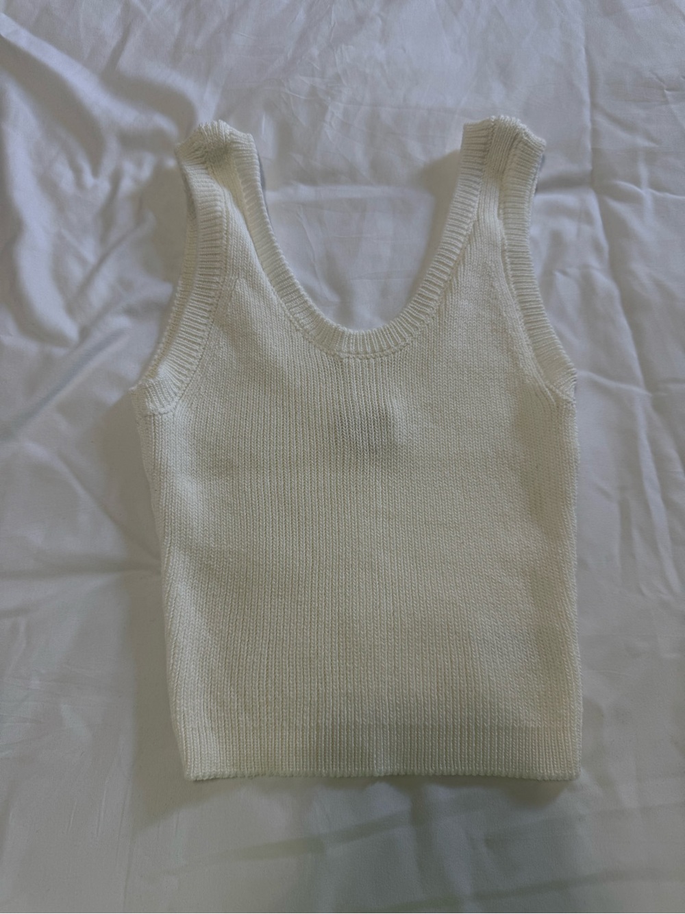 Classic Women's Knit Cropped Tank Top - White